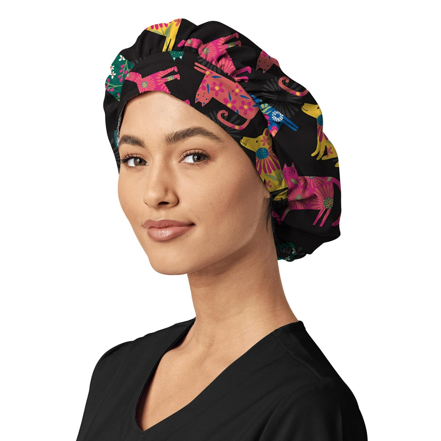 Zoe & Chloe Print Bouffant Scrub Cap