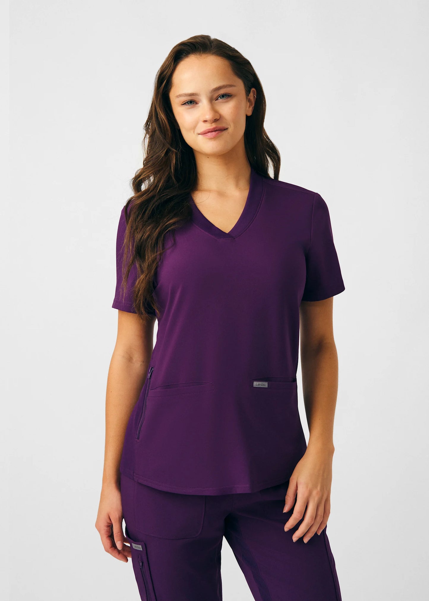 Landau 3 Pocket Rib Knit V-Neck Top Lt100