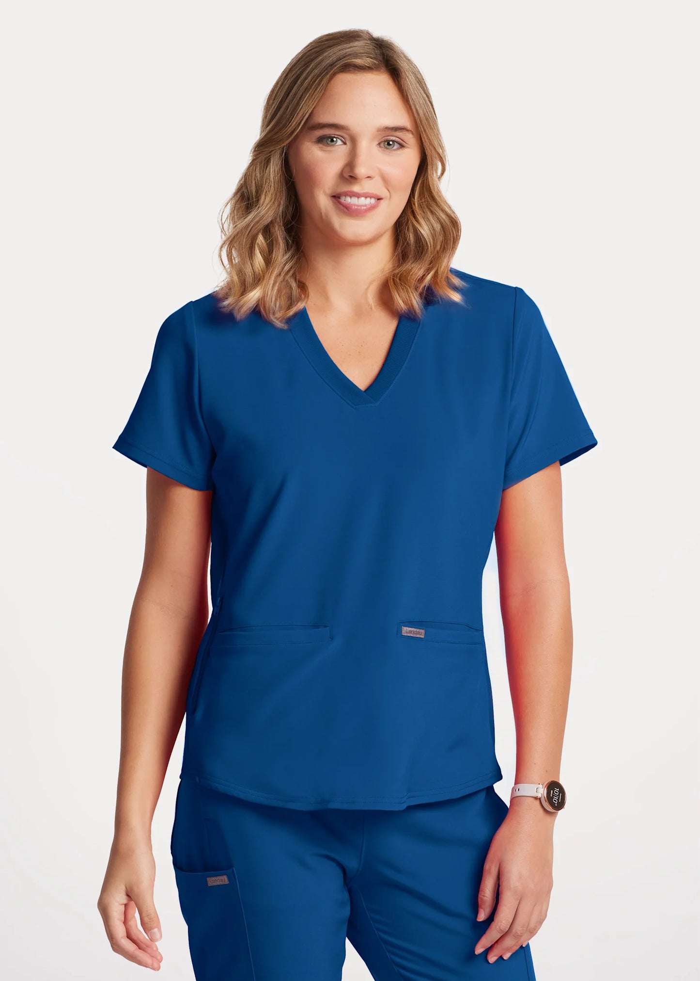 Landau 3 Pocket Rib Knit V-Neck Top Lt100