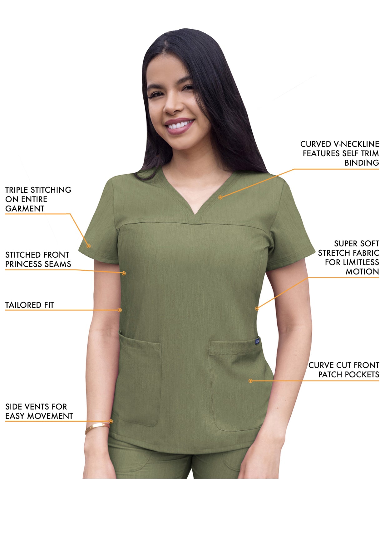 ADAR Pro Women's Sweetheart V-neck Scrub Top