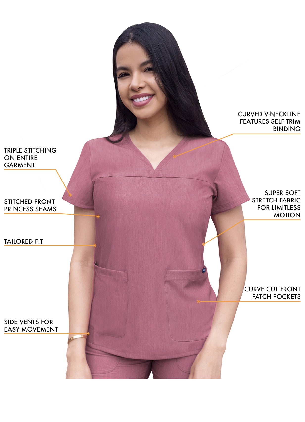 ADAR Pro Women's Sweetheart V-neck Scrub Top