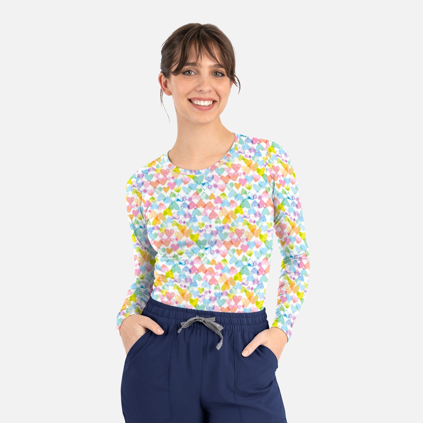 Maevn Bestee Women's Basic Long Sleeve Underscrub Tee 6909