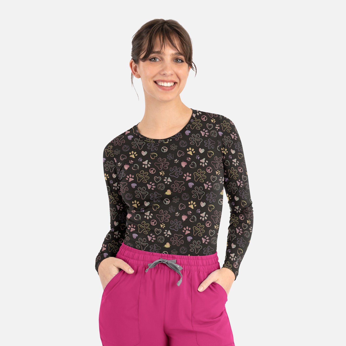 Maevn Bestee Women's Basic Long Sleeve Underscrub Tee 6909