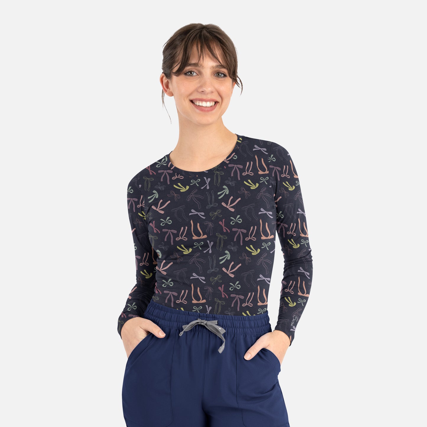 Maevn Bestee Women's Basic Long Sleeve Underscrub Tee 6909