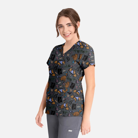 Maevn Curved V-neck Top 1797