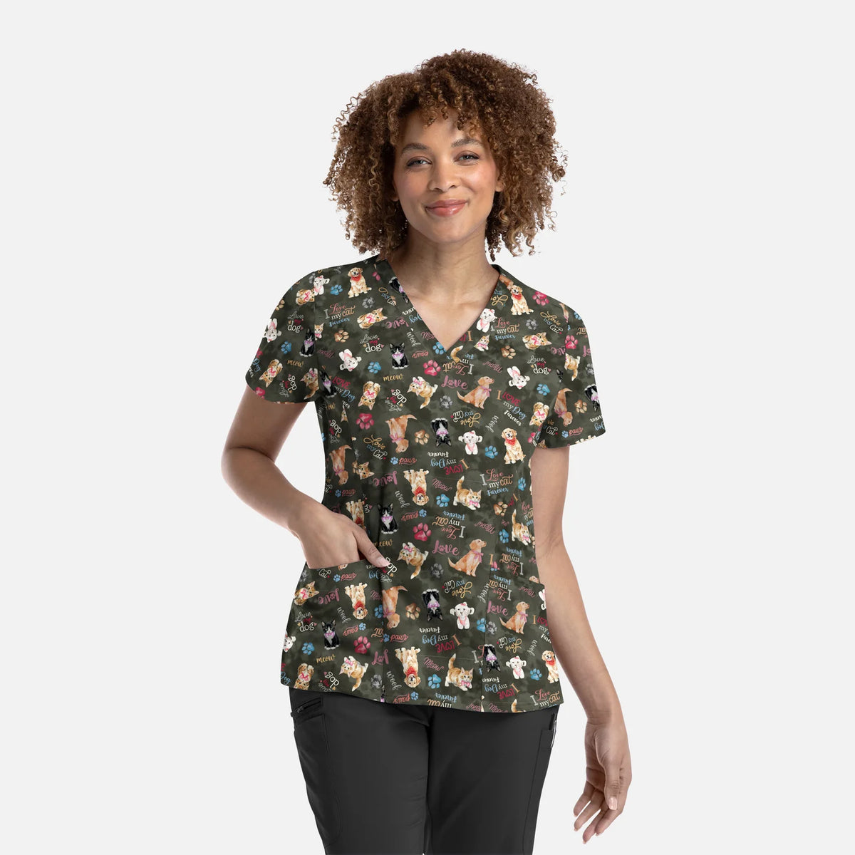 Maevn Curved V-neck Top 1797
